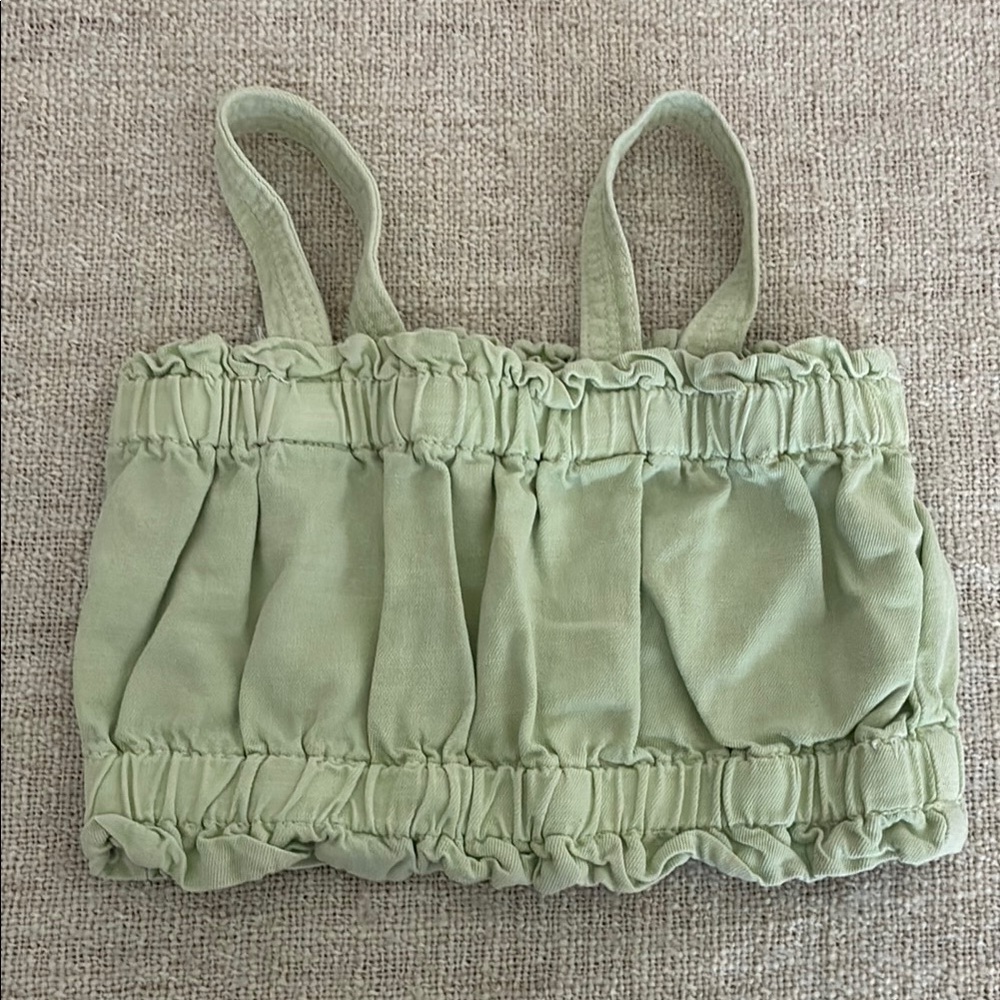 Zara Light Green Crop Tank Top Size 7